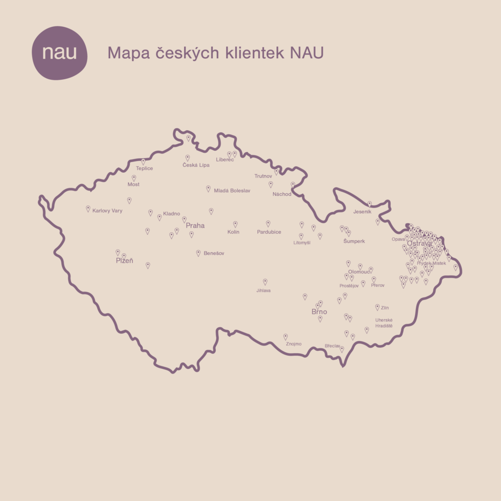 Přehledná mapa našich českých klientek Kliniky NAU