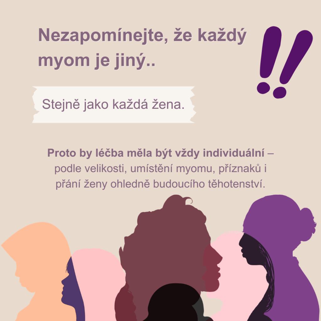 Nezapomínejte, že každý myom je jiný a proto se musí ke každé ženě přistupovat individuálně.