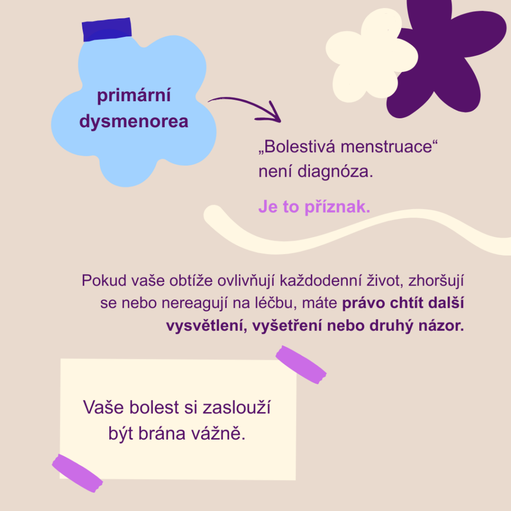Berte v potaz, že bolestivá menstruace není diagnóza, ale příznak jiných procesů těla. Menstruace by neměla být bolestivá.